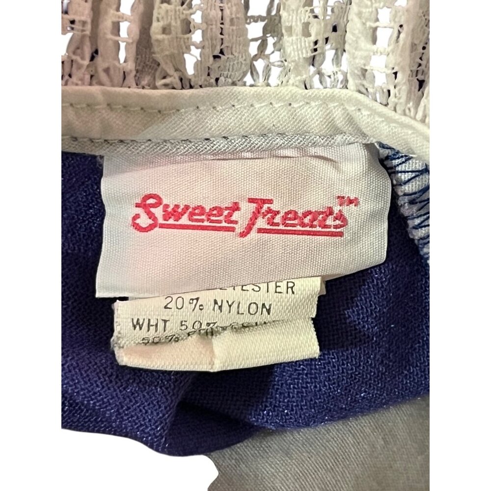Vintage Toddler Girls 4T Blue Velvet Lace Dress Long Sleeve Party Holiday Used - Picture 15 of 16